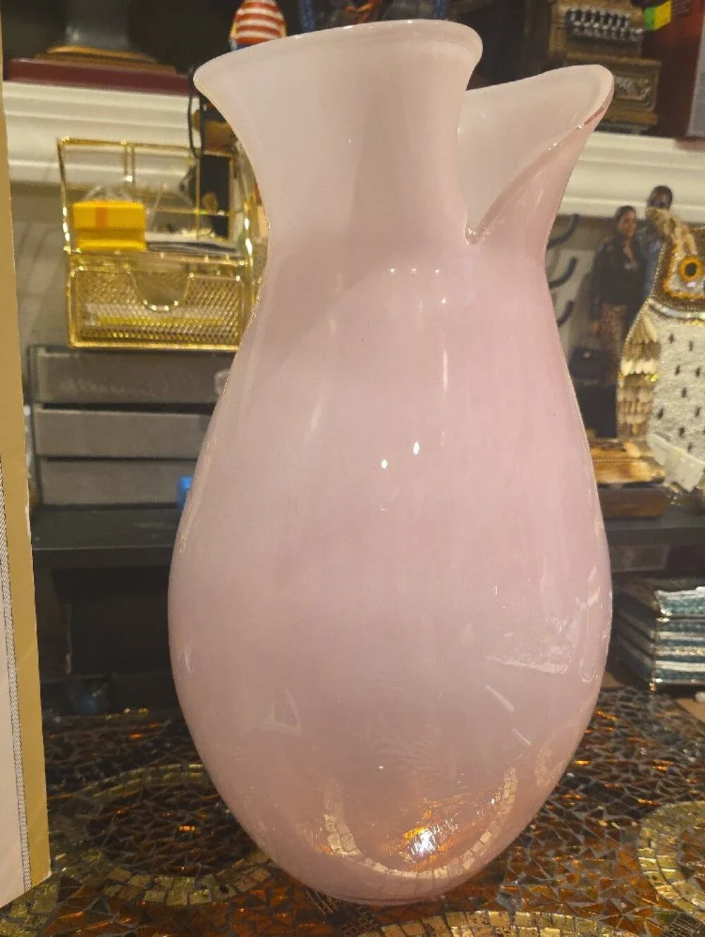 Soft Pink Art Glass Vase — Decorative Home Accent